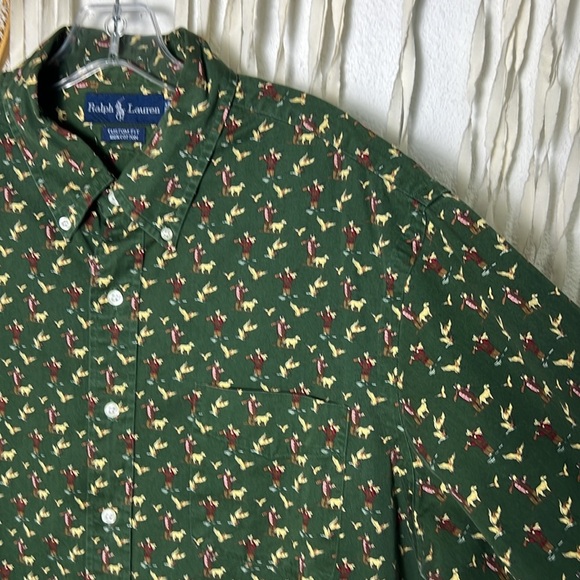 Ralph Lauren Duck Hunting Dog Print Long Sleeve Men's Shirt Custom Fit XL - Picture 2 of 8